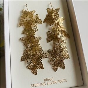 Cynthia Rowley Spring Gold Butterfly Cluster Chandelier Earrings